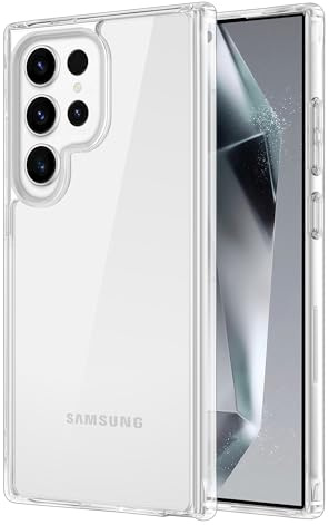 iCatchy Case for Samsung Galaxy S24 Ultra 6.8-Inch, Shockproof Bumper Anti-Scratch Hard PC Back Clear Back Cover Compatible with Samsung S24 Ultra Phone (Clear)