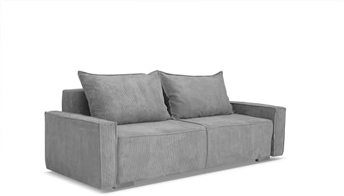 DomiMeble Sofa Couch mit Schlaffunktion Schlafsofa mit Bettkasten Wohnzimmer Möbel Sofa Sofa Bed Schlafcouch Schlafbereich 135×200 cm 232 x 90 x 75 cm mit 2 Kissen (Poso 55)