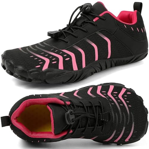 Zapatillas Minimalistas Barefoot Hombre Mujer Zapatos Descalzos Zero Drop Zapatillas de Trail Running Ligeras Cómodas Zapatos de Agua Gym Playa Deportes Senderismo Transpirable Yoga(Rosa Negra 40EU)