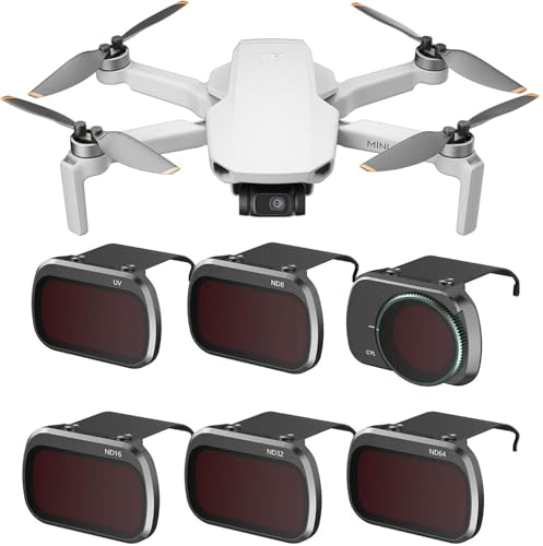 Uvafly Mini 4K Filter, Kamera Objektiv Filter Set für DJI Mini 4K/Mini 2 SE/Mini SE/Mini 2/Mavic Mini Drohnen Zubehör 6er Pack (CPL/UV/ND8/ND16/ND32/ND64)