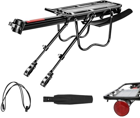 WOOGCSO Porte-Bagages Universel en Aluminium pour vélo électrique, VTT, vélo de Ville – Charge Lourde 50 kg, Montage sans Outil, Anti-Rouille et Anti-éclats