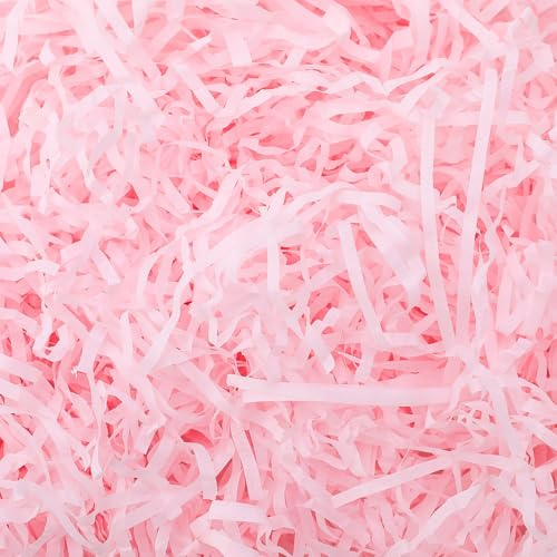 Candcamp 200g Light Pink Shredded Tissue Paper | Raffia Filler for Packaging Protection Decoration for Birthdays Weddings Festivals Gift Boxes Hampers and Filling