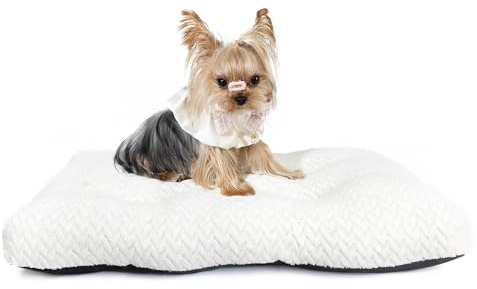 Dog Bed for Small Dogs Crate Washable 22 inch Dog Mats for Sleeping,Up to 15 lbs Soft and Fluffy White S