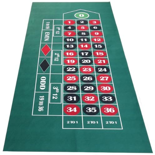 Brxmpn Tapete De Ruleta Portátil De 180x90 Cm. Ideal para Juegos De Ruleta, Dados Y Fiestas Familiares. También Sirve Tapete De Casino para Juegos De Ruleta.