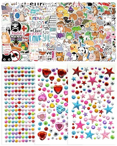 Meafeng Lot de 678 Autocollants décoratifs pour hommes et femmes – Imperméables, Stickers décoratifs animaux & strass brillants – Autocollants déco pour journal, carnet, PC, bouteille d’eau