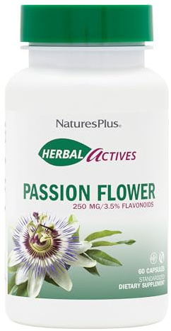 NaturesPlus Herbal Actives Passion Flower - 250 mg, 60 Vegan Capsules - Promotes Natural Calm - Vegetarian, Gluten-Free - 60 Servings