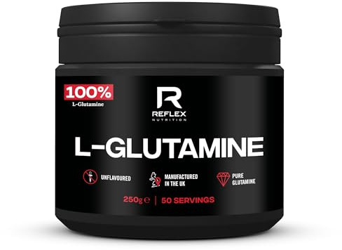 Reflex Nutrition L Glutamine Powder 250g (5g per Serving, 50 Servings) – Pure L Glutamine Amino Acid – Unflavoured Pre & Post Workout Nutritional Supplement