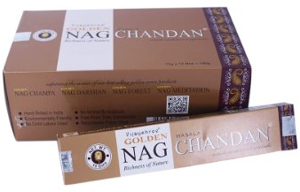 BASTONCINI D'INCENSO Golden Nag Chandan Fragranza legno di sandalo - Confezione risparmio 180 bastoncini - Incenso indiano Profumazione ambiente