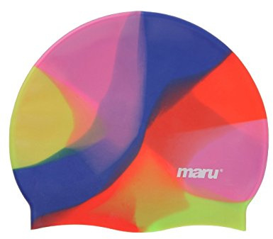 Maru Silicone Swim Cap (Pink/Blue/Red) – Smooth, Easy-Fit Silicone Swimming Cap for Adults & Kids (One Size Fits All) – Durable Swimming Hat for Speed, Comfort & Chlorine Protection