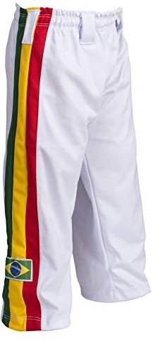 JL Sport Authentische Brasilianische Capoeira Kampfkunst Junge Hose (Weiß, Jamaican, Reggae Thema) - 7-8
