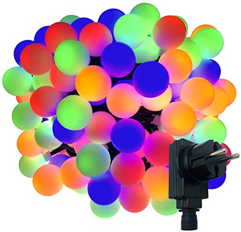 180-er XXL Party-Lichterkette | strombetrieben | 17,9m + Zuleitung | IP44 Innen- und Außenbereich | Deko | Weihnachten | Sommerlichterkette | Gartenlichterkette | Kugel-Lichterkette (Bunt)