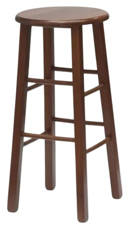 OKAFFAREFATTO MADDALONI SGABELLO SEDIA IN LEGNO CON SEDUTA TONDA IN LEGNO NOCE SCURO CON PIEDI DRITTI nuovo già montato Altezza da terra alla seduta cm 68