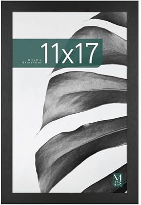 MCS 63713 11x17 Inch Studio Gallery Frame, Black Woodgrain Frame, Black Wood-Look