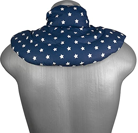 Nackenhörnchen mit Stehkragen Sterne-blau - Kirschkernkissen - Nackenkissen Wärmekissen - Ein sehr wohliger Nackenwärmer