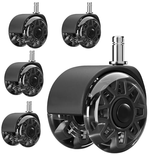 Bürostuhl Rollen 11 mm x 22 mm 5er Set Grau Gummi Rollen für Bürostühle Schreibtischstuh mit Doppelrädern Stuhlrollen für Parkett Geeignet Harte Böden Leises & Sanftes Gleiten