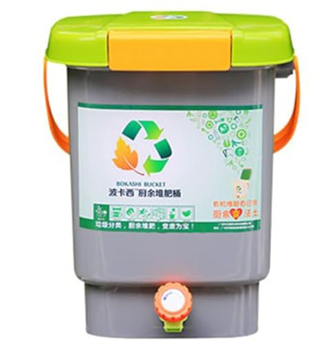 Pattumiera per compostaggio Bidone della spazzatura per interni Piccola compostiera, Contenitore per compostaggio con doppio coperchio sigillato e rubinetto, Sistema di compostaggio per pattumiera d
