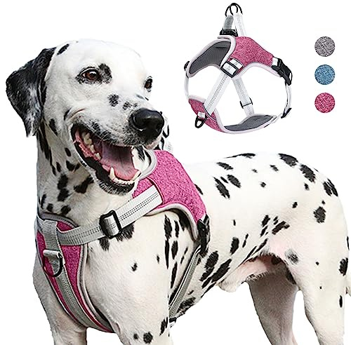 Arnes Perro Antitirones, Arnés para Perro Grande Mediano Pequeño, Reflecantes Ajustable Arnes Chaleco Pech Acolchado Cachorros para Adiesreamiento Corre, Rojo, S
