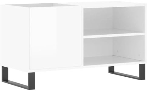 VidaXL Mobile Porta Dischi in Vinile, 85x38x48 cm, Legno Multistrato, Bianco Lucido