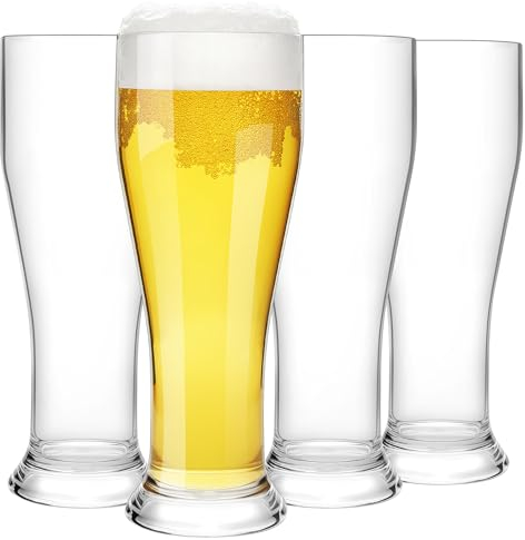 HAHASHOW Unzerbrechlich Biergläser, 480ml Tritan-Kunststoff Weizenbiergläser, Bierglas fur Camping Party, Wasserbecher 4er set