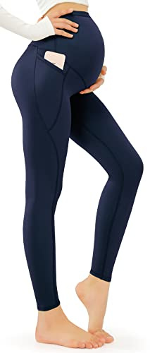 JOYSPELS Maternity Leggings with Pockets Soft Belly Support Yoga Pants | Over Bump Pregnancy Yoga Pants & Gym Workout Leggings, 4-Way Stretch, Non-See Through, Comfort