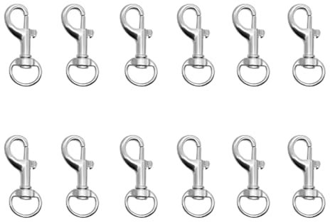 12 mosquetones para perros, mosquetón con articulación giratoria, mosquetón giratorio, puedes utilizar los mosquetones sin problemas para correas de perros, llaveros, mochilas, accesorios para