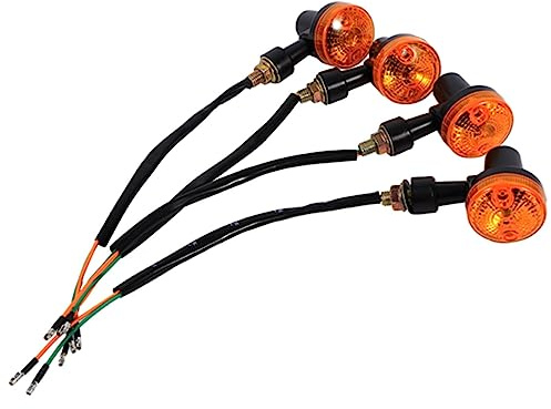Motorcycle Turn Signal Light Bulb 4x Amber Indicators 12V DC with Thread Mounting Shaft for Easy Installation Vibration Resistants