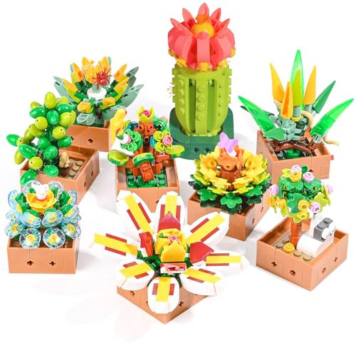 9 Piezas Juego De Construcción De Plantas Suculentas, Kit De Construcción De Flores Artificiales, Juguetes De Bloques De Construcción, Idea De Regalo De Cumpleaños para Adultos