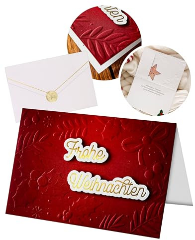 Joli Coon 3D Premium Weihnachtskarte mit Fine-Art Umschlag und Goldsticker - 3D Karte Weihnachten für Partner, Familie & Freunde