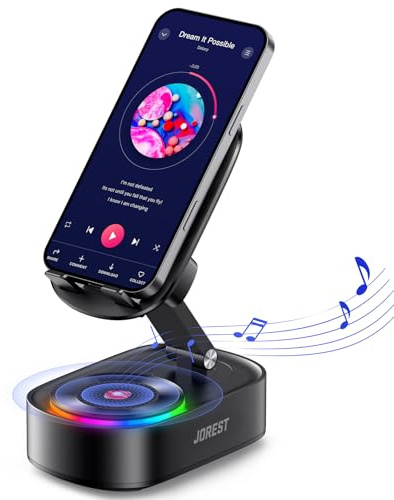 Jorest Birthday Gifts For Older Men Women,Gifts and Teach Gadgets For Dad Husband Teens,Induction Speaker With Phone Holder,Bluetooth Wirelss Speakers Foldable With Iphone/Ipad/Tablet