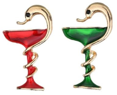ibasenice Lot de 2 Broches en Alliage de Calice à Vin Effet Goutte Couleurs Rouge et Vert Broche de Fête pour Femme Accessoire Original pour Banquet et Soirée