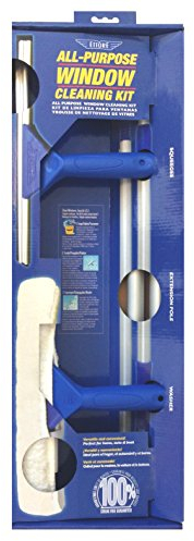 Ettore 17050 Kit di Pulizia per Finestre, con Manico Telescopico, Blu