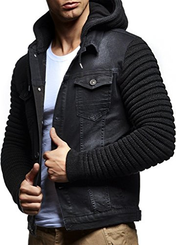 Leif Nelson Chaqueta con Capucha Chaqueta de Mezclilla de los Hombres LN-5240