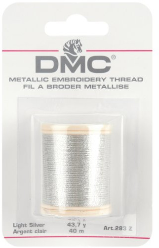 DMC 283Z Metallic Embroidery Thread, 43.7-Yard, Light Silver