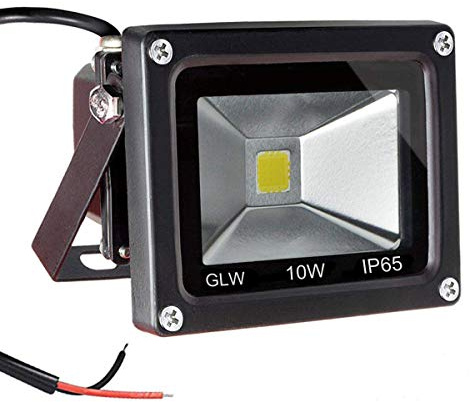 GLW 12V AC/DC LED Flood Light, 10W Mini IP65 Waterproof Outdoor Security Light, 900LM, 6000K Daylight White, 80W Halogen Bulb Equivalent