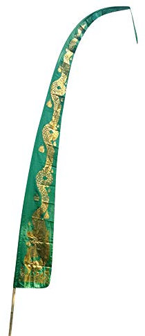 DEKOVALENZ - Drachenfahnen-Stoff GOLD DRAGON mit herzförmiger Spitze, versch. Farben + Längen, Fahnenlänge:5 Meter, Farbe:dunkelgrün