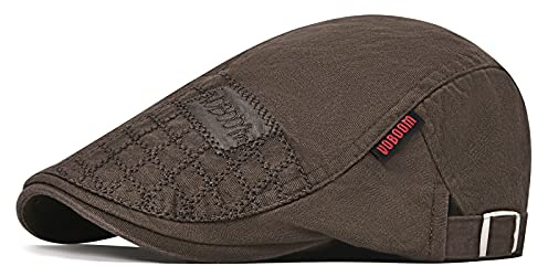 VOBOOM Men Adjustable Cotton Newsboy Cap Flat Ivy Cap (Coffee)