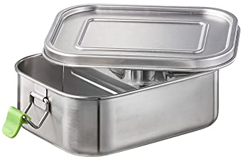 APS Hochwertige langlebige Edelstahl Lunchbox/Brotdose 800 ml inkl. Trennwand/auslaufsichere Frischhaltedose/Bento Box für Kinder, Freizeit & Erwachsene/kleine Vesperbox