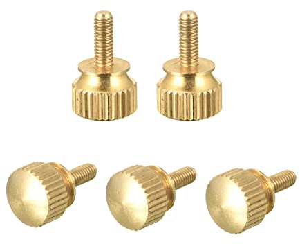 sourcing map 5uds Moleteado Mariposa Tornillos, M3x8mm Latón Hombro Pernos Escalonado Agarre Perillas Sujetadores para PC, Electrónico, Mecánico