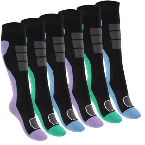 Footstar Kinder Outdoor Kniestrümpfe (6 Paar) Bunte Strümpfe mit Thermo-Effekt - Pastell 27-30