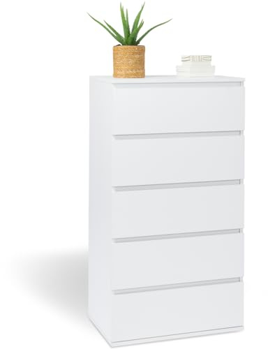 IDMarket - Cómoda con 5 cajones TOMI 60 cm, madera blanca
