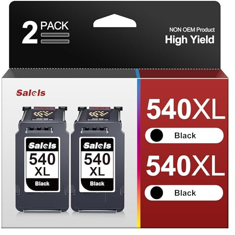 Salols PG-540XL Black Ink Cartridges 540 XL Compatible for Canon 540XL Black Ink Cartridges PG 540 XL PG540XL for Pixma MG3650 MG3650S MG3600 MG3550 MG4250 TS5150 TS5151 MX455 MX475 MX535 (2 Black)