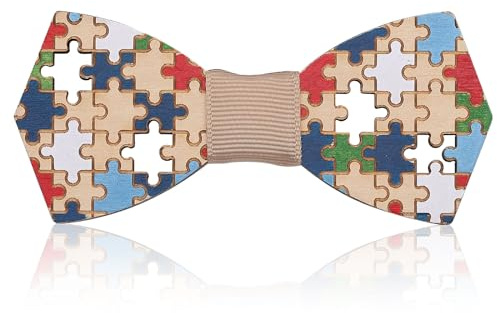 CHGCRAFT Pajarita de madera ajustable con nudos de madera para hombres con banda de poliéster para hombres, accesorio de decoración para bodas y vacaciones, colorido
