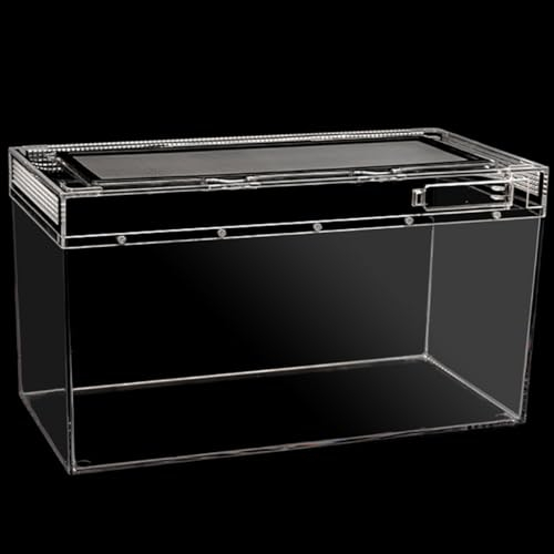 MegLob Reptilien -PC -Terrarium, Anti Breakage Reptile Breeding Box, Amphibian Habitat Retainer, Reserviertes Kabelhafen, Transparentes Gehäuse Für Tarantel, Klettern Von Haustierbehältern,L