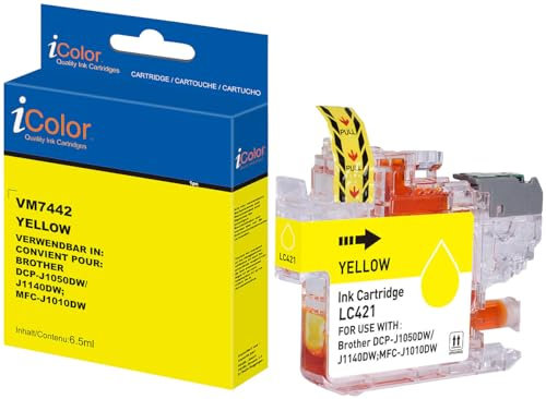 iColor Brother Dcp J1050dw: Tinte Yellow, ersetzt Brother LC421Y (kompatible Druckerpatronen, Mfc J1010dw, Drucker)