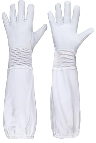 URBANSBEE Guanti Apicoltore professionale con Maniche | Resistente alle Punture D'api | Pelle Guanti Apicoltura Protezione | Durevoli e Traspiranti | 1 Paio Per principianti ed esperti | unisex