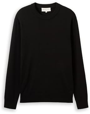 Tom Tailor Denim stickad tröja för män av bomull, 29999 - Svart, L
