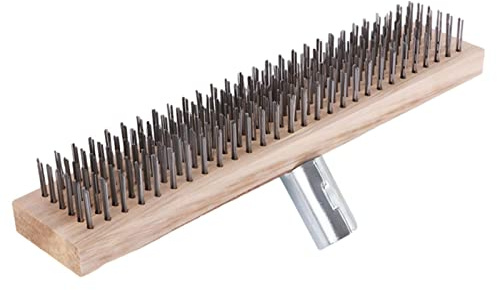 Brosse À Balai Métallique,20/30/45 Cm Tête De Balai Métallique, Brosse De Balayage De Cour, pour Anti Mousse Toiture,Mauvaises Herbes, Taches Tenaces Brosse Métallique pour Piscine Manche