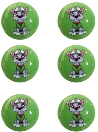 COMERCIAL MERCERA, Botones Decorativos Patrulla Canina, Botones para Niños, Personajes Infantiles, Ideales para Pantalones, Camisas, Babi Escolar Infantil y Abrigos, 6 Unidades 1.5 CMM (Rocky)
