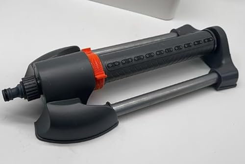 Arroseur oscillant pour arrosage de Jardin - Gris/Orange - d'eau de qualité supérieure avec 4 Angles de pulvérisation réglables et Base en métal Robuste pour pelouse et Jardin - par EcoEarth