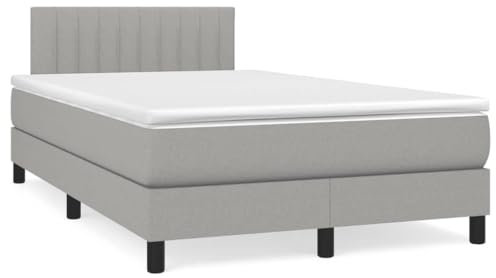 Brokky Boxspringbett mit Matratze & LED Bett Mit Bettkasten Bett Boxspringbett Betten Boxspringbett Mit Matratze Hellgrau 120x190 cm Stoff - 3270053